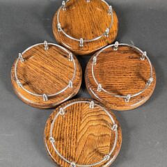 Four Oak and Silver Plate Gallery Yacht Coasters, 20th century