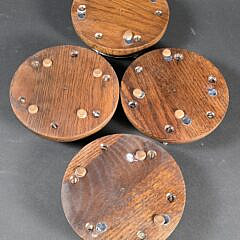 Four Oak and Silver Plate Gallery Yacht Coasters, 20th century