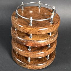 Four Oak and Silver Plate Gallery Yacht Coasters, 20th century