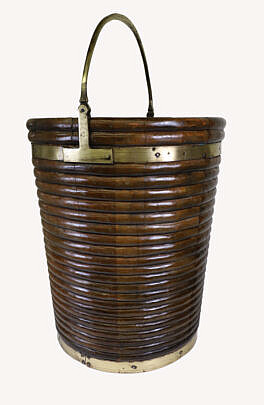 19th Century Brass Bound English Peat Bucket