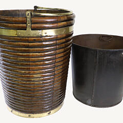 English Brass Bound Peat Bucket, 19th Century