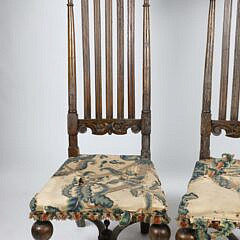 Pair of William and Mary Carved Wood Side Chairs, 17th Century