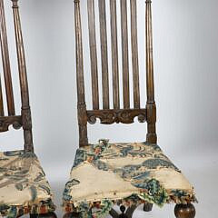 Pair of William and Mary Carved Wood Side Chairs, 17th Century
