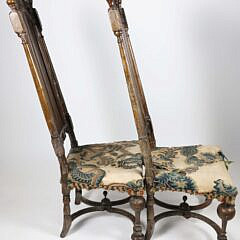Pair of William and Mary Carved Wood Side Chairs, 17th Century