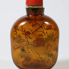 Chinese Inside Painted Amber Glass Snuff bottle Qing Dynasty,