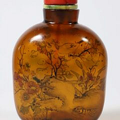 Chinese Inside Painted Amber Glass Snuff bottle Qing Dynasty