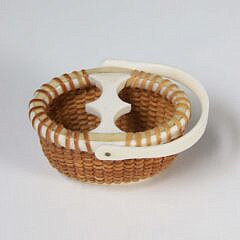 Nap Plank Miniature Oval Open Nantucket “Valentine” Basket with Heart Motif
