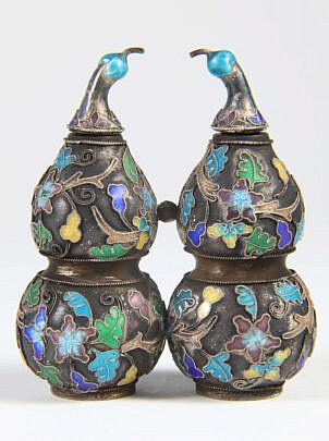 Champleve Enamel Double Ground Snuff Bottle, Qing Dynasty
