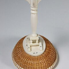 Nap Plank Miniature Nantucket Basket Woven Birdcage Tilt Top Tea Table on Arched Tripod Legs