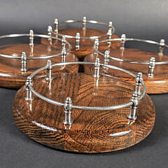 Four Oak and Silver Plate Gallery Yacht Coasters, 20th century