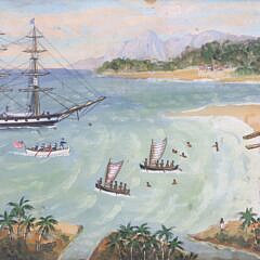 Tempera on Board “Nantucket Whaleship Topaz Anchored off Kealakekua Bay, Sandwich Island”