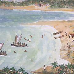 Tempera on Board “Nantucket Whaleship Topaz Anchored off Kealakekua Bay, Sandwich Island”