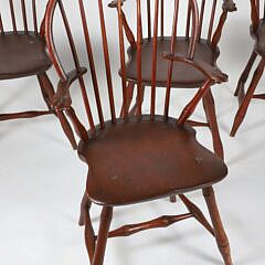 Set of Four American Windsor Elbow Chairs, early 19th Century