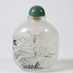 Chinese Inside-Painted "Snowy" Glass Snuff Bottle, Qing Dynasty