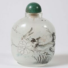 Chinese Inside-Painted “Snowy” Glass Snuff Bottle, Qing Dynasty
