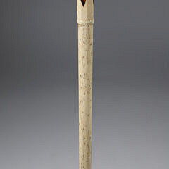Whaleman Made Capstan Grip Inlaid Whale Bone Shaft Cane 19th Century