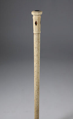 Whaleman Made Capstan Grip Inlaid Whale Bone Shaft Cane 19th Century