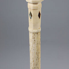 Whaleman Made Inlaid Capstan Grip Walking Stick, 19th Century