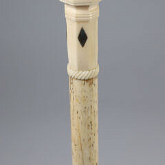 Whaleman Made Inlaid Capstan Grip Walking Stick, 19th Century