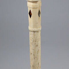 Whaleman Made Inlaid Capstan Grip Walking Stick, 19th Century