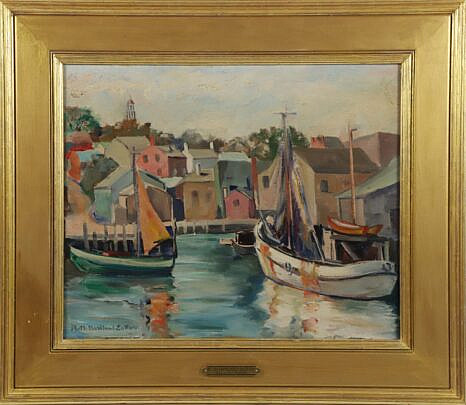 Ruth Haviland Sutton Oil on Board "Nantucket Harbor"