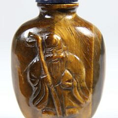 Tiger’s Eye “Two Immortals” Snuff Bottle, Qing Dynasty