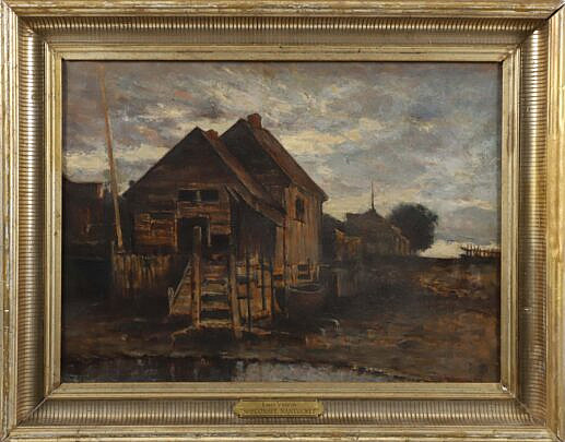 Antique Oil on Canvas "Early View of Siasconset Nantucket"