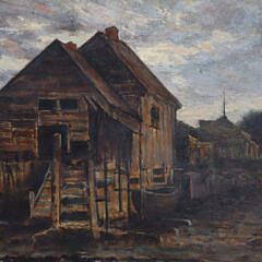 Antique Oil on Canvas “Early View of Siasconset Nantucket”