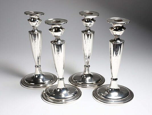 Set of Four Gorham Sterling Silver Candlesticks, circa 1919