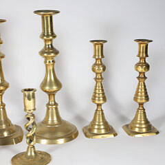 Collection of Ten Assorted 19th Century Brass Candlesticks