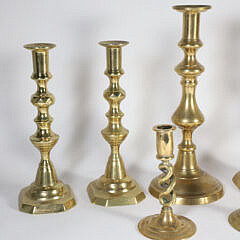 Collection of Ten Assorted 19th Century Brass Candlesticks