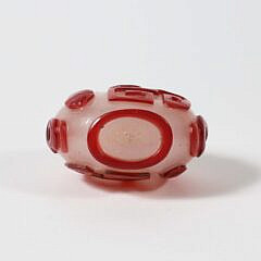 Chinese Red-Overlay Glass “Lucky Antiques” Snuff Bottle, Qing Dynasty