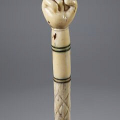 Whaleman Made Clenched Fist Grip Walking Stick, 19th Century