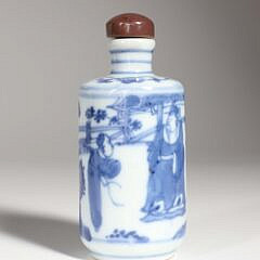 Blue & White Porcelain Snuff Bottle, Qing Dynasty