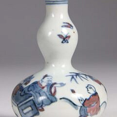 Underglaze Blue & Copper Red Calabash Snuff Bottle, 19th/20th Century