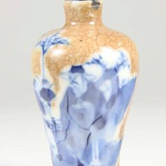 Underglaze Blue Buff Ground Porcelain Snuff Bottle, Qing Dynasty