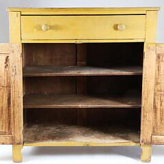 American Yellow Mustard Painted Cupboard, 19th Century