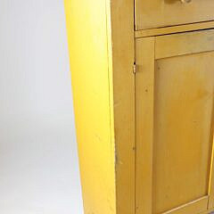 American Yellow Mustard Painted Cupboard, 19th Century