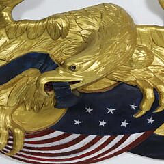 Carved and Gilt Eagle Plaque Clutching American Federal Shield and Black Banner