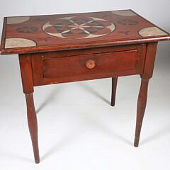 Folk Art Painted One Drawer Table, 19th Century