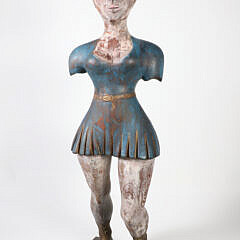 Polychromed Carved Wood Figure of a Lady, 19th Century