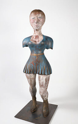 Polychromed Carved Wood Figure of a Lady, 19th Century