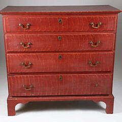 American Chippendale Grain Painted Chest of Four Graduated Drawers, circa 1800