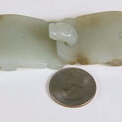 Celadon Jade “Chilong” Belt Buckle, Qing Dynasty