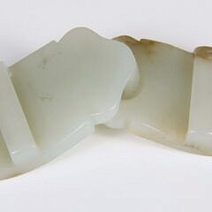 Celadon Jade “Chilong” Belt Buckle, Qing Dynasty