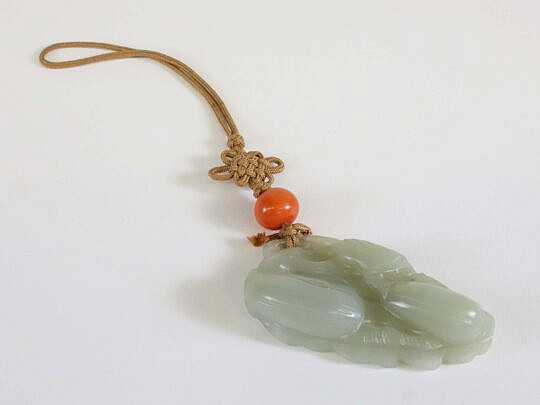 Celadon Jade "Gourds" Pendant, Qing Dynasty