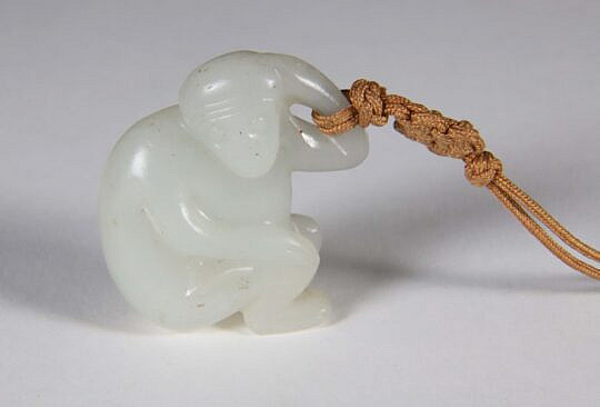 Celadon Jade "Monkey" Pendent, Qing Dynasty