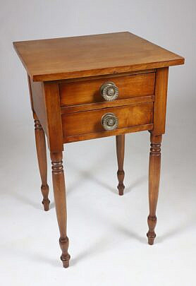 American Mahogany Sheraton Two Drawer Work Stand, circa 1820