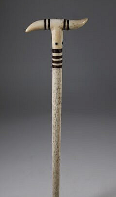 Whaleman Made T-Grip and Inlaid Cane, 19th Century