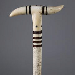 Whaleman Made T-Grip and Inlaid Cane, 19th Century